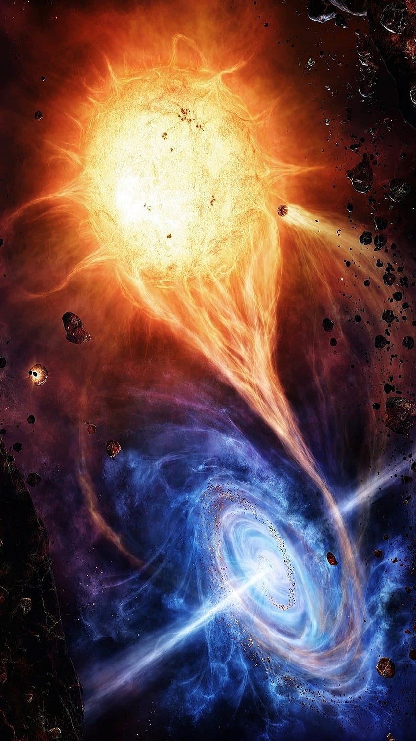 Vortex Rote und blaue Weltraumexplosion HD-Handy-Hintergrundbild