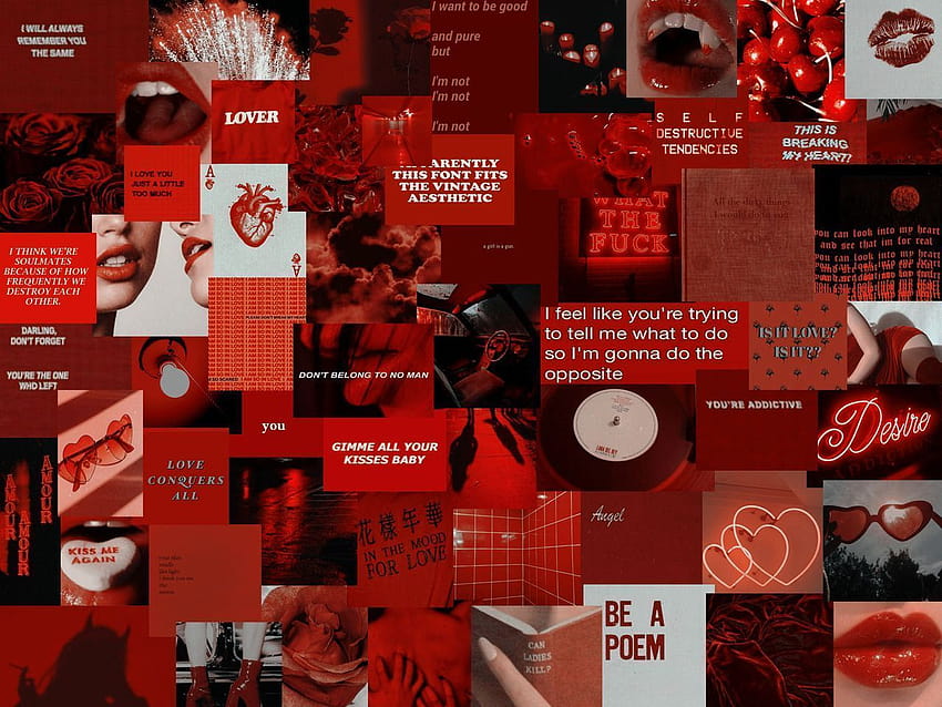 [12 Red Aesthetic Tumblr Laptop, vintage aesthetic collage HD wallpaper ...