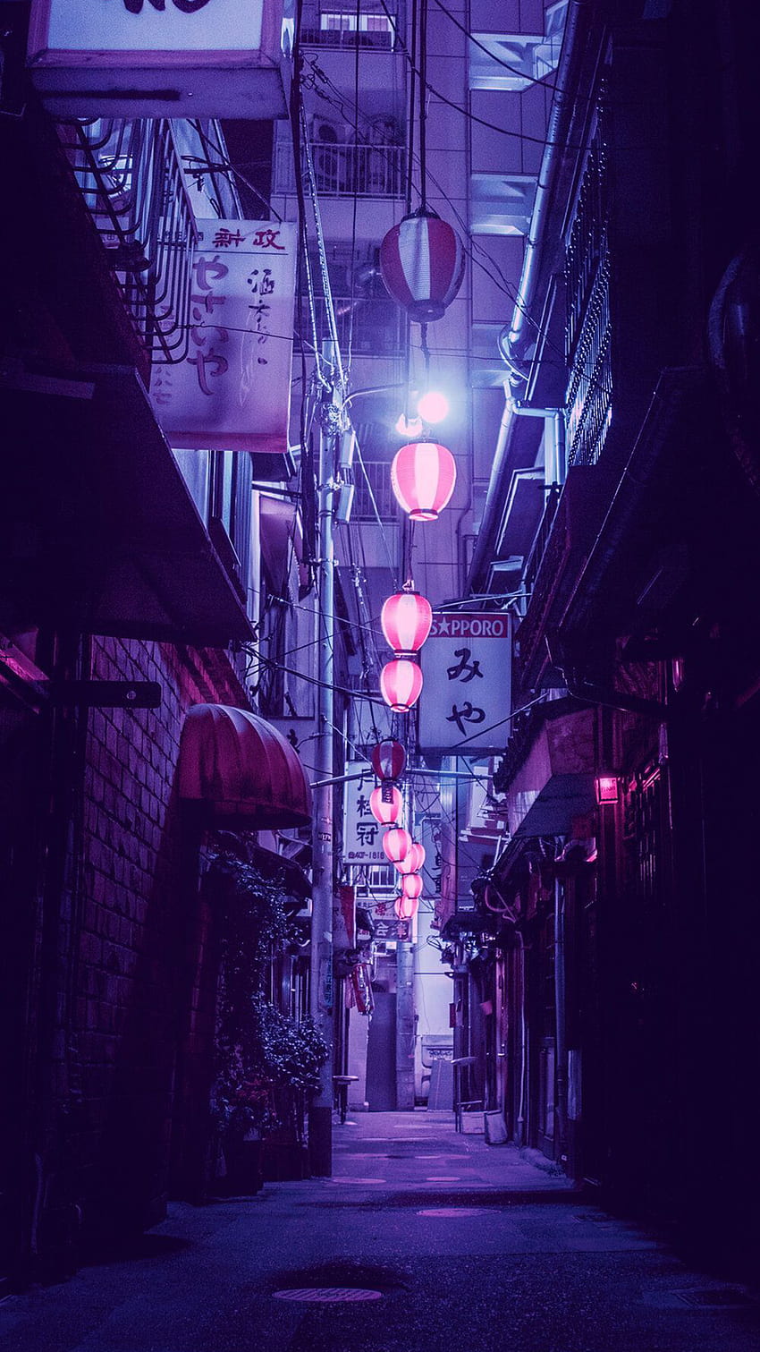 Japan Ästhetisches iPhone, japanisches Nachtstraßen-iPhone HD-Handy-Hintergrundbild