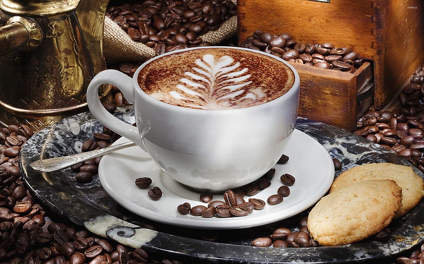 Latte Art on a morning coffee HD wallpaper