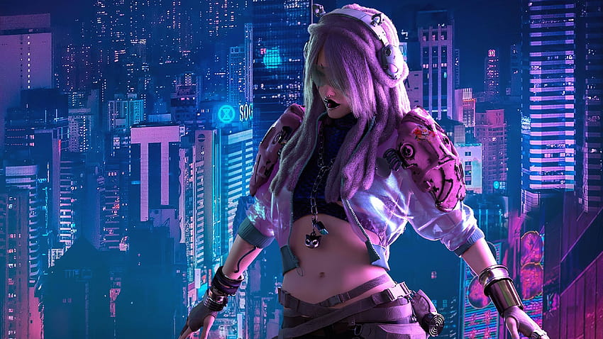 Cyberpunk City Girl, cyberpunk anime girl HD wallpaper