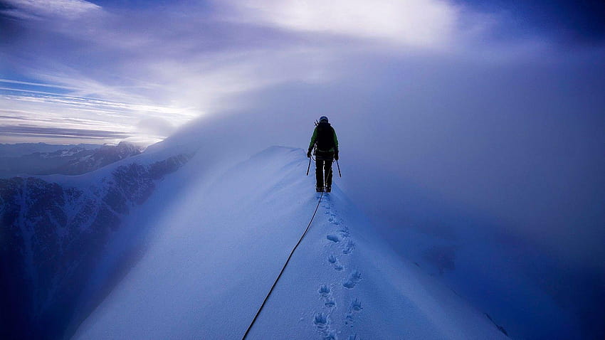 ภูเขา ภูมิทัศน์ ไต่เขา ปีนเขา หิมะ นักปีนเขาน้ำแข็ง วอลล์เปเปอร์ HD