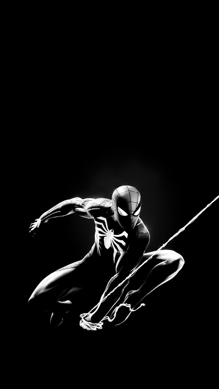 Черно-бял Спайдърмен, симбиот човек-паяк HD тапет за телефон