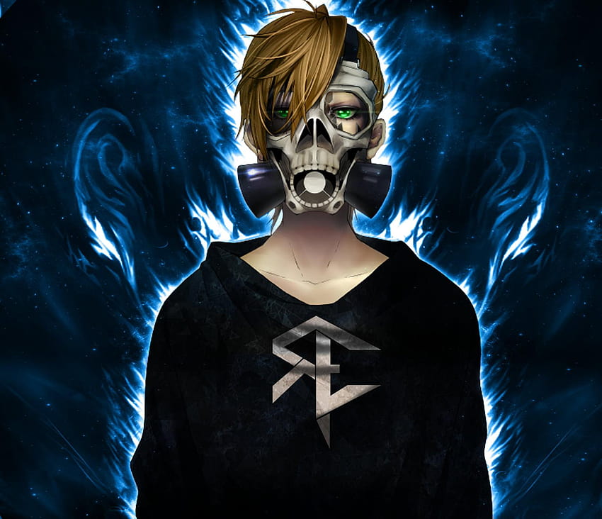 Męska postać anime, maski gazowe, anime, czaszka, maska ​​​​chłopca anime Tapeta HD