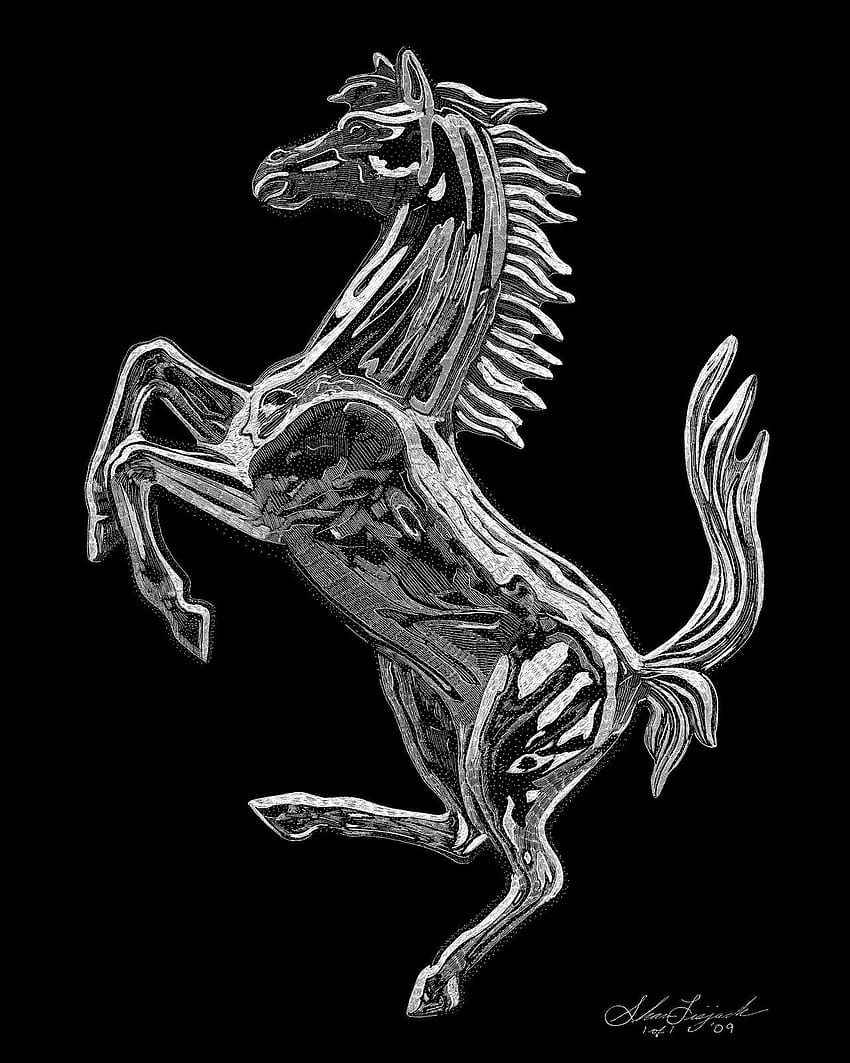 Egzotik Gravürler: Ferrari Şahlanan Atı, ferrari atı HD telefon duvar kağıdı