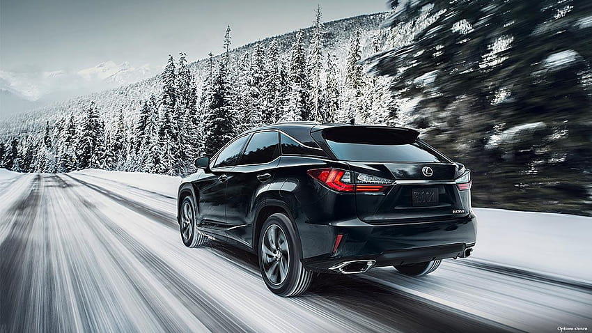 2019 Lexus RX color negro sobre nieve invierno fondo de pantalla