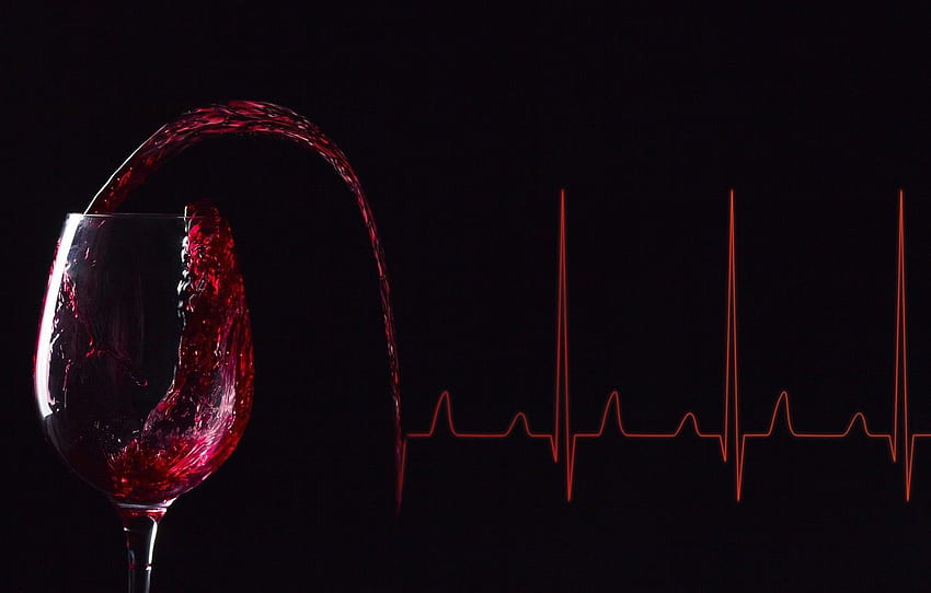 wine, lines, glass of wine, electrocardiogram for HD wallpaper