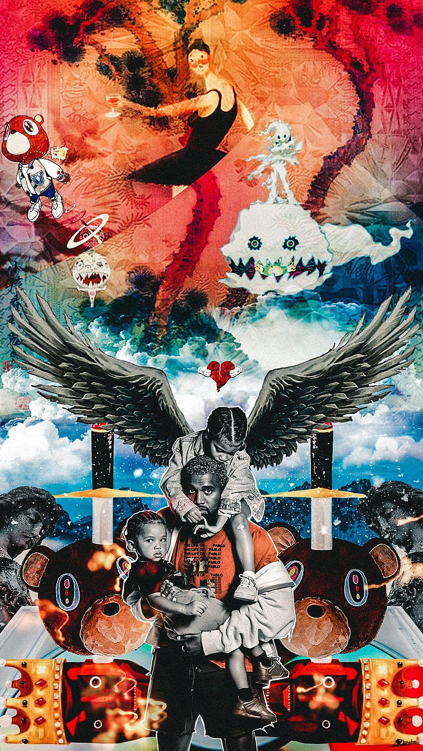 Kanye West Album Mesh Up, kids see ghosts iphone 7 HD phone wallpaper
