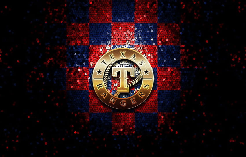 sport, logo, baseball, glitter, checkered, MLB, Texas Rangers , section спорт, texas logo HD wallpaper