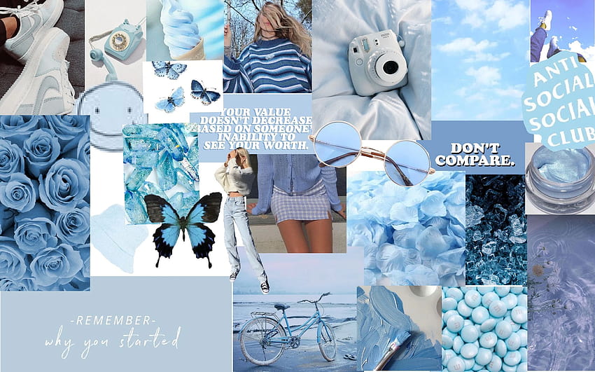 BABY BLUE AESTHETIC Wall Collage Set 60, baby blue collage HD wallpaper ...