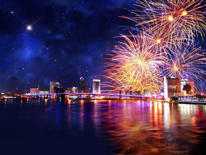Pięknego Nowego Roku dla twoich, noworocznych fajerwerków Tapeta HD
