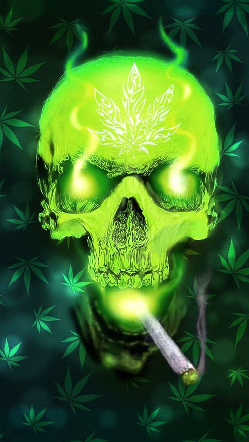 Weed Skull on Dog, calavera de fuego verde fondo de pantalla del teléfono |  Pxfuel