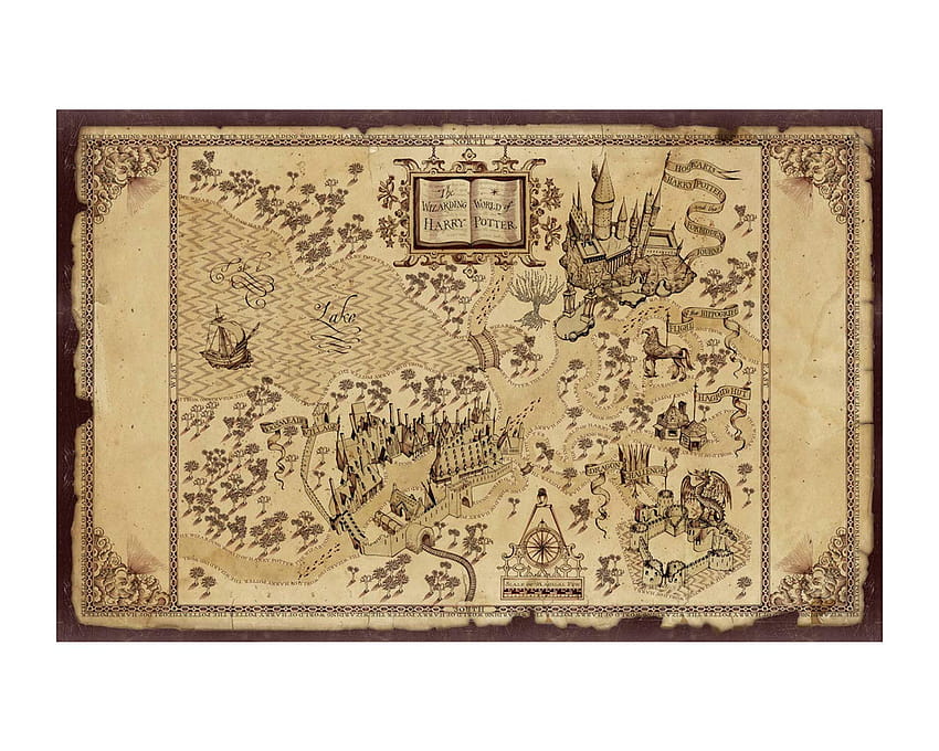 Imod Poster della mappa del malandrino di Harry Potter su tessuto di seta, mappa del malandrino Sfondo HD