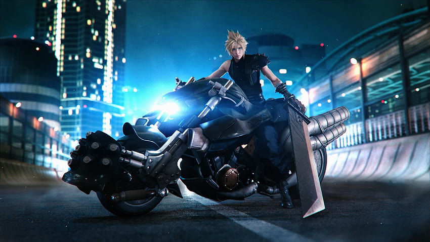 Cloud Strife Motorcycle Final Fantasy 7 Remake HD wallpaper
