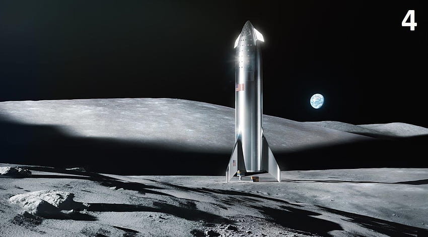 Elon Musk shares new renderings of SpaceX Starship on moon, Mars HD wallpaper