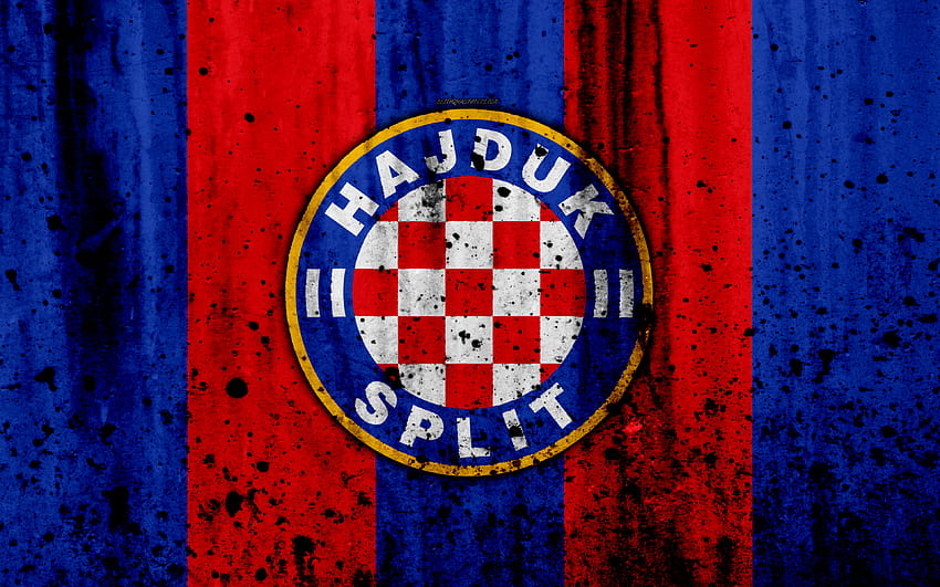 FC Hajduk Split, гръндж, HNL, изкуство, футбол, футболен клуб, Хърватия, HNK Hajduk Split, лого, каменна текстура, Hajduk Split FC с резолюция 3840x2400. Високо качество HD тапет