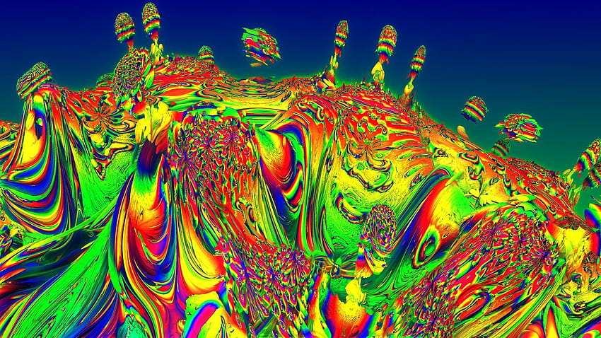 Trippy Mushroom Mushroom clouds by djdesco [1600x900] for your , Mobile & Tablet, colorful mushrooms fractal art HD wallpaper