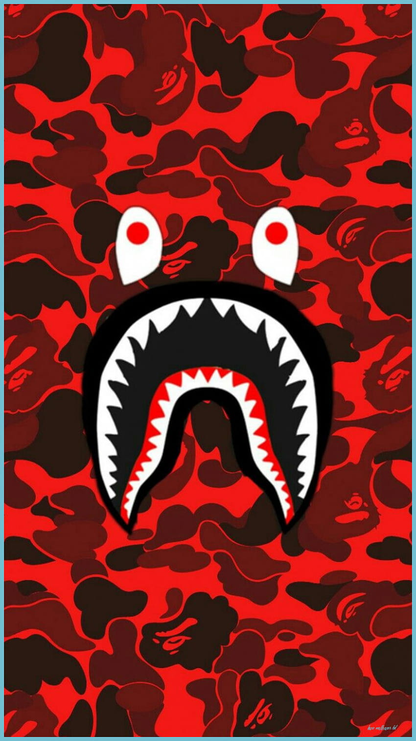 Bape Tiburón Cara Rojo Camo Hypebeast Iphone, Bape fondo de pantalla del teléfono