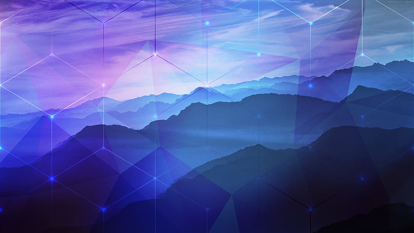 bleu, violet, montagnes, hexagone, houblon, paisible, nature / et arrière-plans mobiles Fond d'écran HD