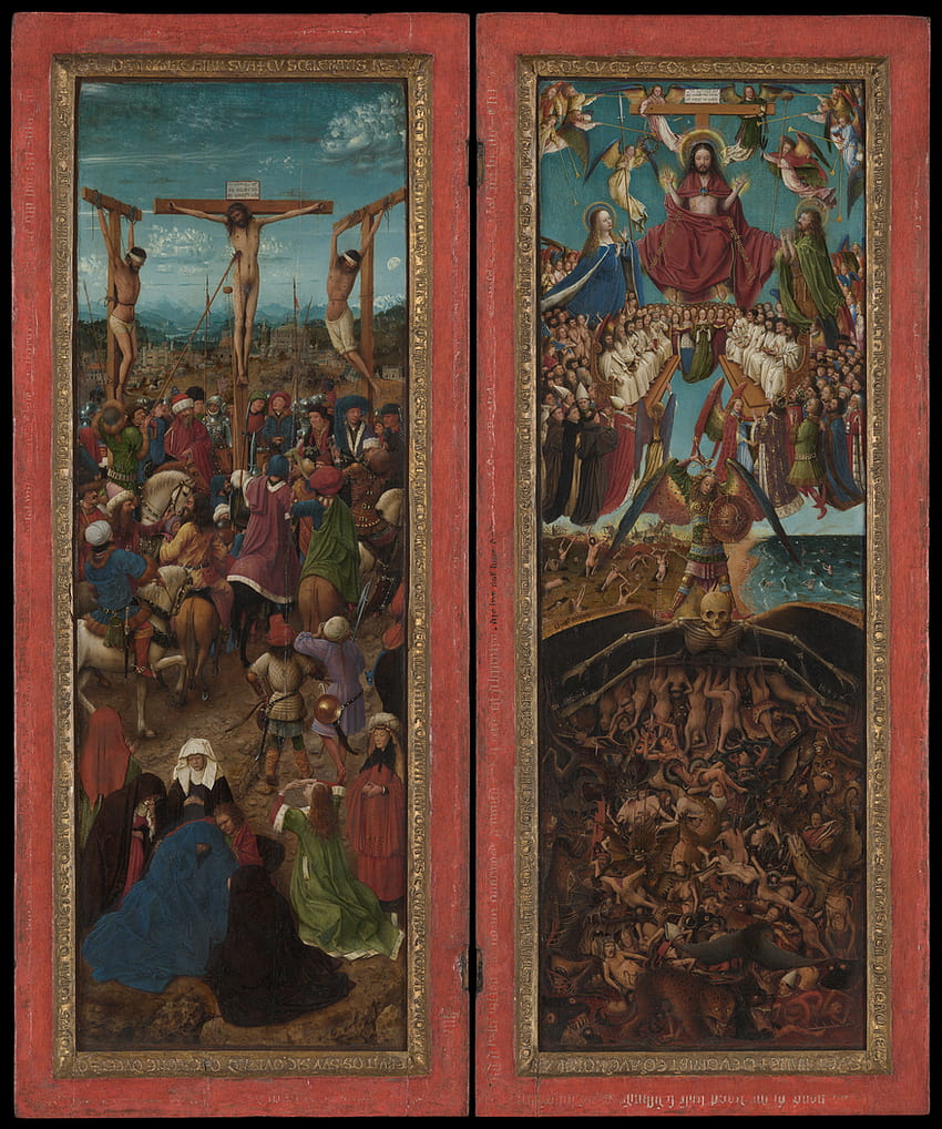 Kreuzigung und Jüngstes Gericht Diptychon, Jan van Eyck HD-Handy-Hintergrundbild