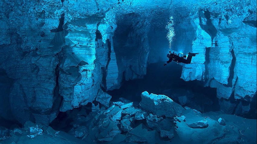 Underwater Cave, blue cave HD wallpaper