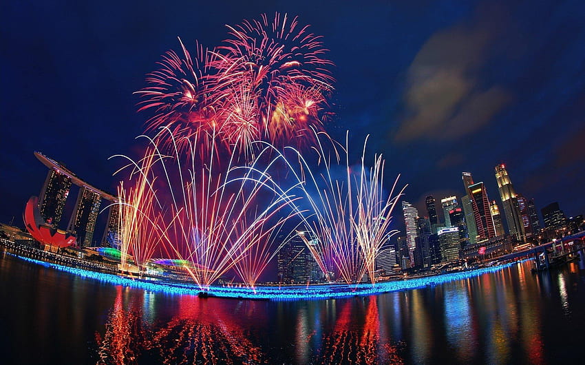 singapore, Night, Holiday, Fireworks, Fireworks, New Year, marina bay sands night HD wallpaper