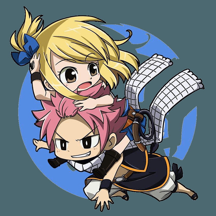 Fairy Tail Natsu Dragneel and Lucy Heartfilia chibi characters