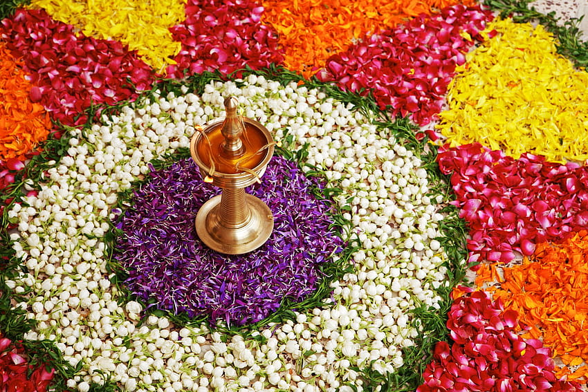 13 Renkli Kerala'nın Onam Festivali, pookalam HD duvar kağıdı