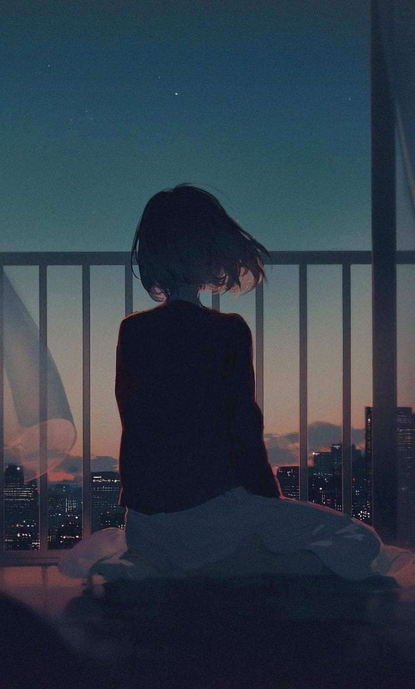 Alone Girl Artwork, Anime trauriges Mädchen HD-Handy-Hintergrundbild