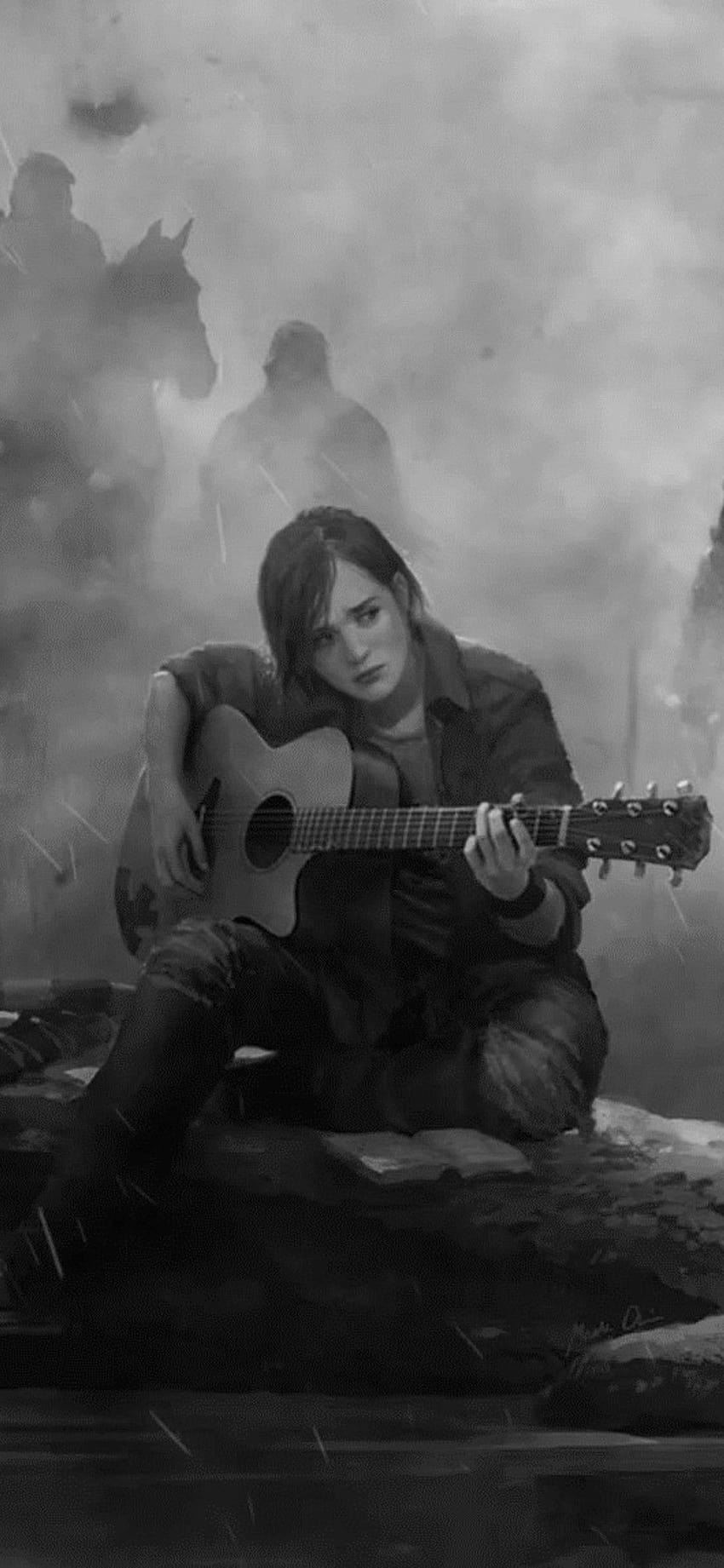1125x2436 Ellie The Last Of Us Part 2 Guitarra Monocromática Iphone XS, iphone the last of us part 2 Papel de parede de celular HD