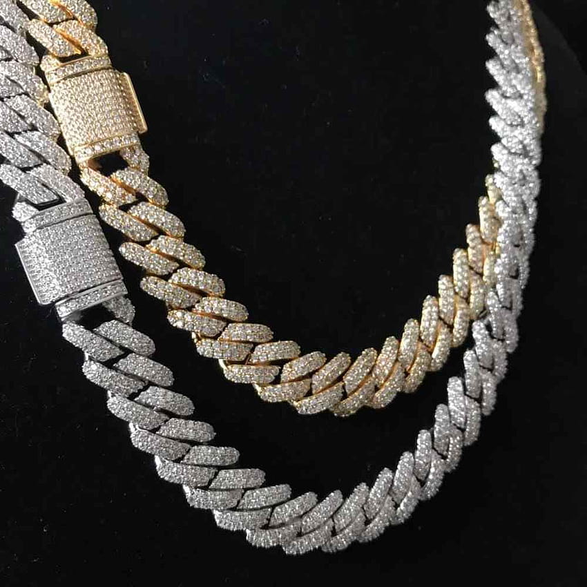 Iced out bling bling prong cuban link chain, iced out вериги HD тапет за телефон