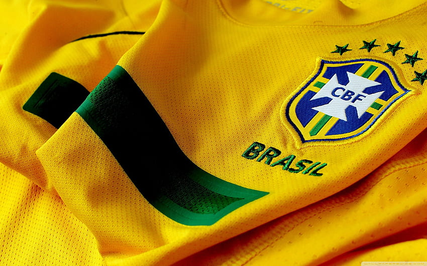 : T shirt, green, yellow, soccer, brand, Brasil, sports jerseys, clothing, color, flower, font 2560x1600 HD wallpaper