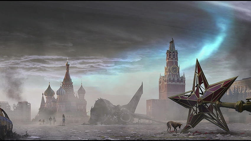 モスクワの災害赤の広場ポスト黙示録的なロシア語、 高画質の壁紙