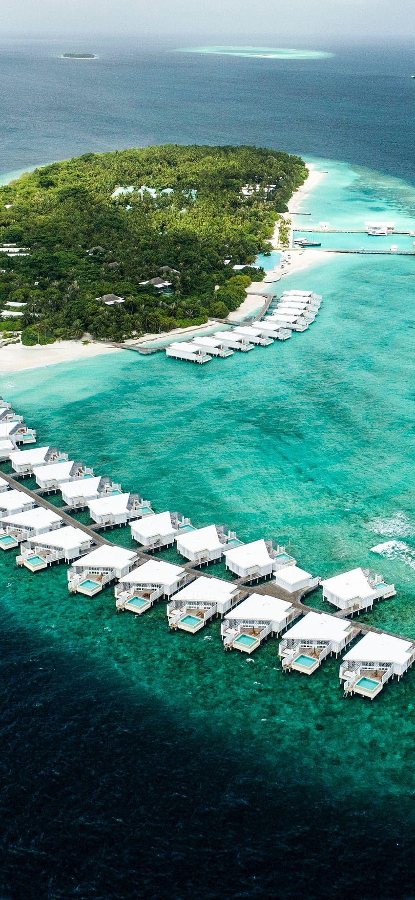 Maldives, vue aérienne, île, station balnéaire, mer, 1125x2436, vue aérienne de la station balnéaire des maldives Fond d'écran de téléphone HD
