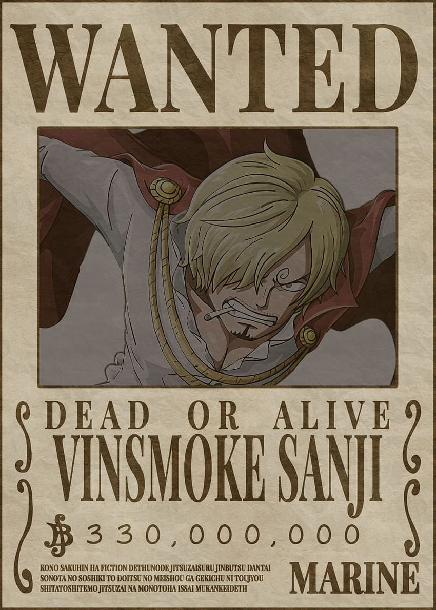 Sanji Bounty Wanted Poster' Póster de Melvina Poole, sanji quería póster fondo de pantalla del teléfono