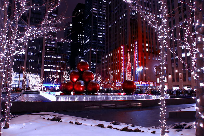 Köpek üzerinde NYC Noel, Noel şehir manzarası HD duvar kağıdı