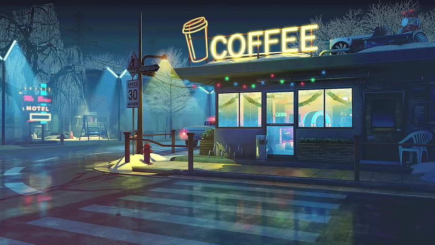 Retro Coffee Shop Live [1920 x 1080]:, Retro-Lofi HD-Hintergrundbild