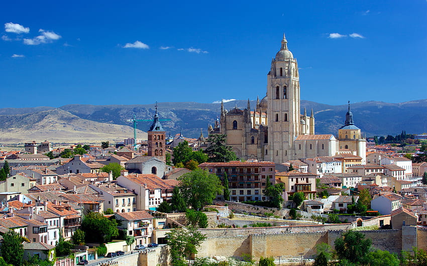 Segovia Katedrali, Katolik katedrali, yaz, Gotik mimari, Segovia, İspanya, 3840x2400 çözünürlüğe sahip yerler. Yüksek Kalite HD duvar kağıdı