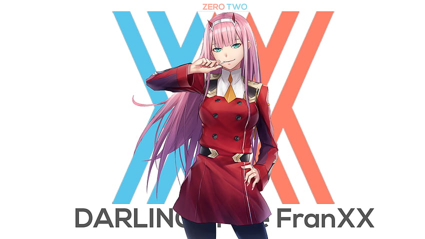 Darling In The FranXX Zero Two Hiro Zero Two With Wearing Red Dress And  Long Pink Hair With Backgrounds Of White And Center Red And Blue X Anime HD  wallpaper | Pxfuel