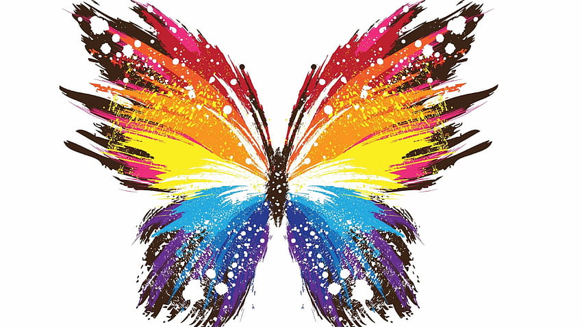 3d Abstract High Quality Colourful Butterfly, rainbow butterfly HD wallpaper