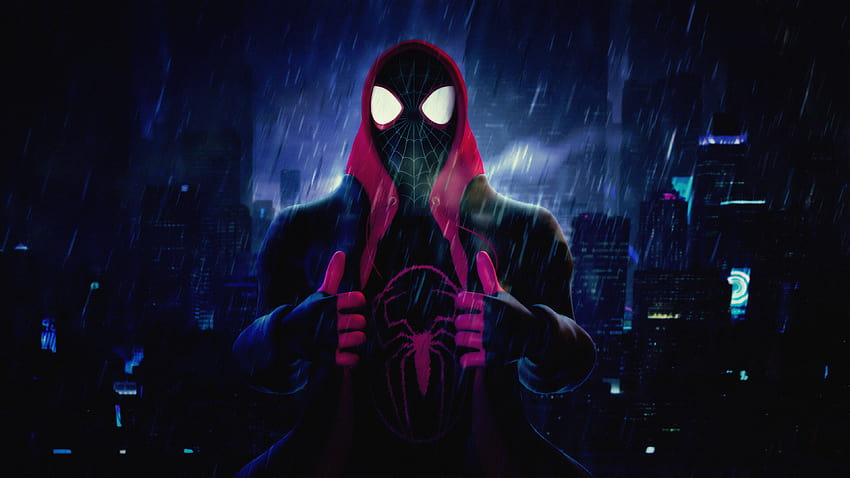 Digital Digital Art Artwork Illustration Hoods Spider Man Miles Morales Marvel Comics Mask Superhero, hood spider man HD wallpaper