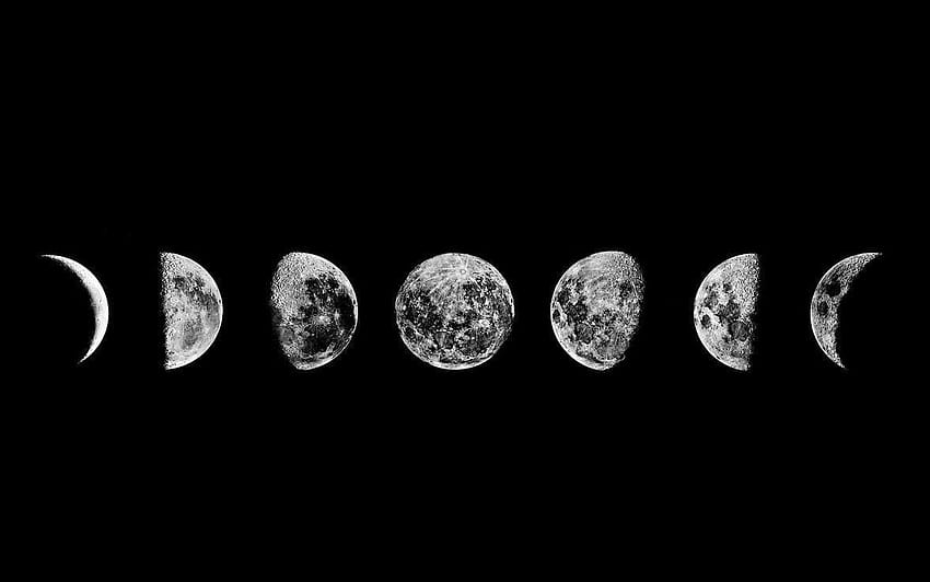 Black And White Moon Phases, aesthetic moon pc HD wallpaper | Pxfuel