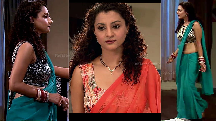 Isha Sharma gorące sari bez rękawów i pępka pokazują hindi czapki telewizyjne - indiancelebblog Tapeta HD