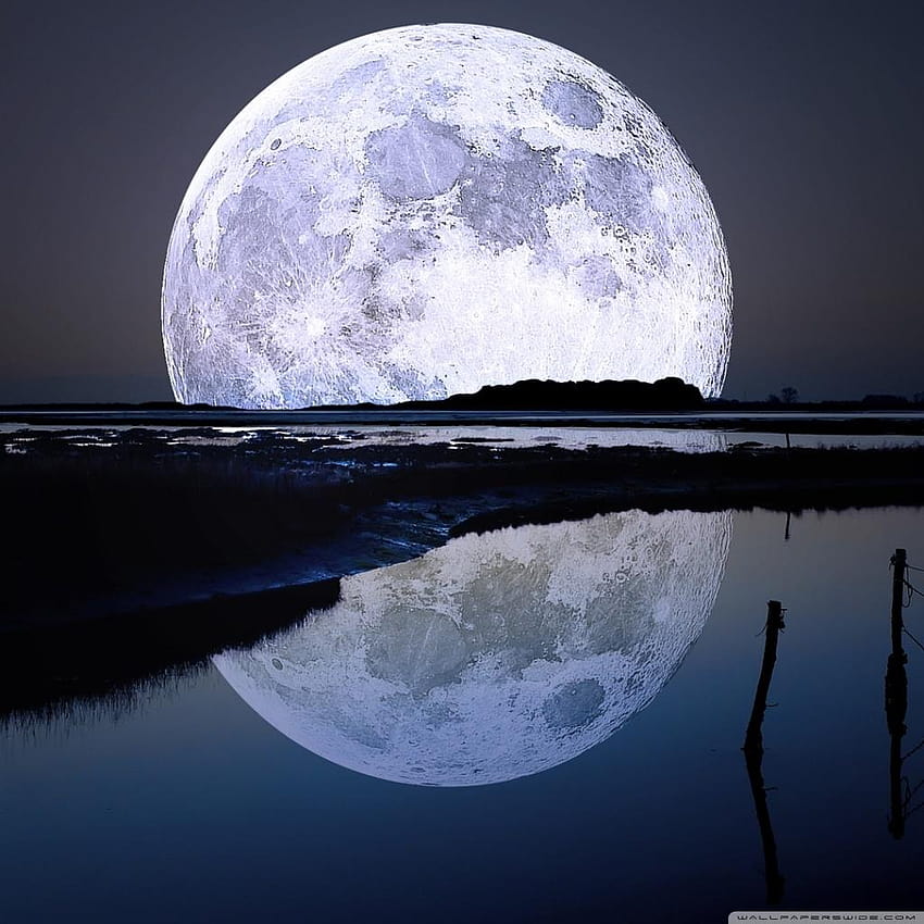 Full Moon Reflection Ultra Backgrounds, artistic full moon HD phone wallpaper