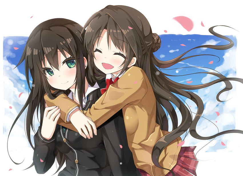 anime friendship hugs