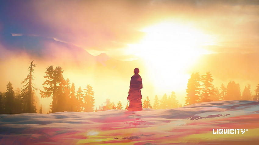 Elizabeth Gadd, Liquicity, Snow, Winter, Sun, Sunset, Yellow, Trees, Mountains, Sky, Clouds, Sunrise / and Mobile &, sunset winter anime HD wallpaper