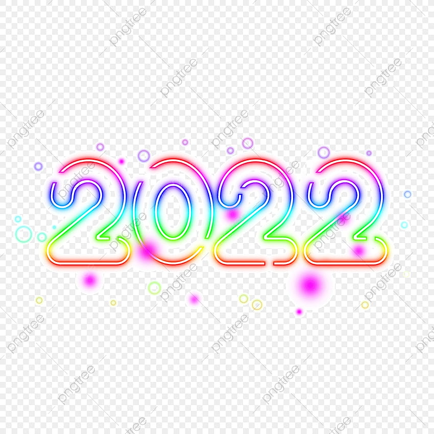 화려한 네온 스타일 2022 숫자 PNG, 텍스트 효과 PSD HD 전화 배경 화면