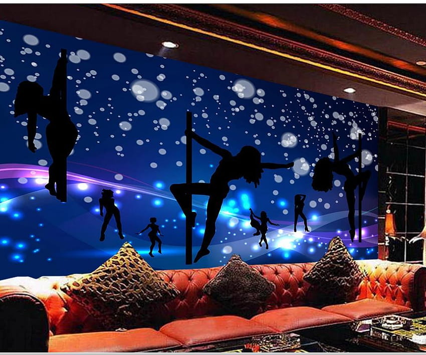 Niebieski kolorowy bar karaoke KTV klub nocny tła ścienne nowoczesne do salonu od Mydearm02, 37,15 $ Tapeta HD