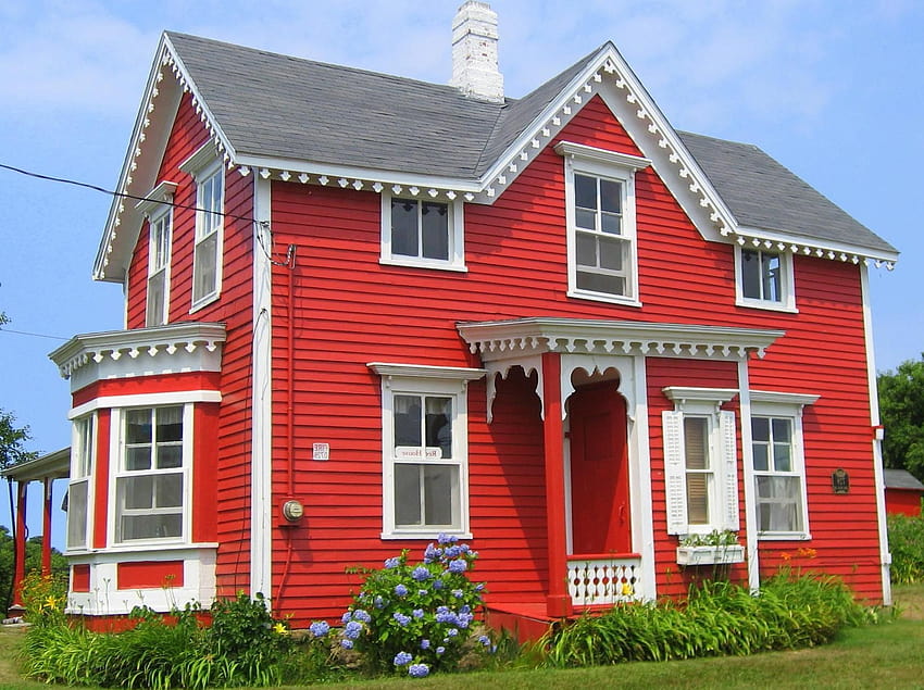big Red house like!, red homes HD wallpaper