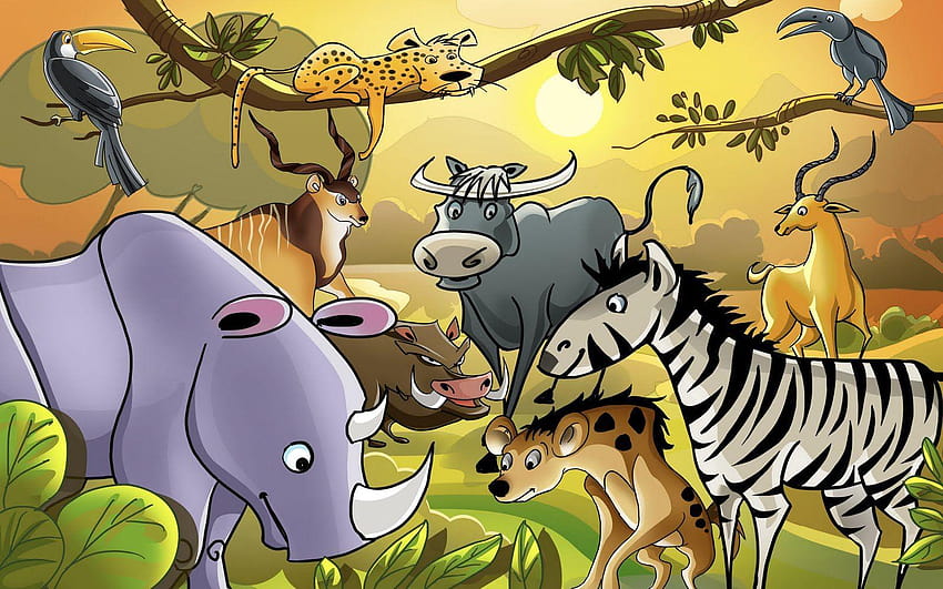 Cartoon Zoo Animal, zoo animals HD wallpaper